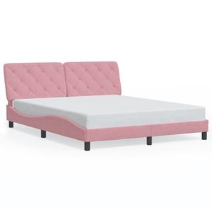 VidaXL Bedframe met LED-verlichting fluweel roze 160x200 cm