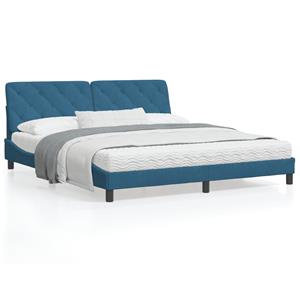 VidaXL Bedframe met LED-verlichting fluweel blauw 180x200 cm