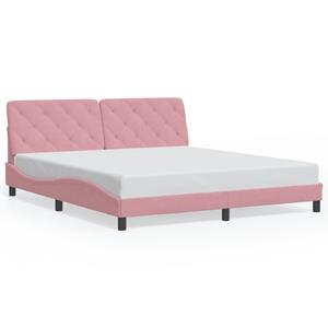 VidaXL Bedframe met LED-verlichting fluweel roze 180x200 cm