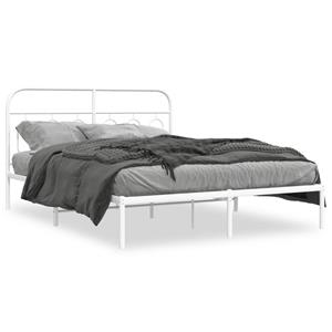 VidaXL Bedframe met hoofdbord metaal wit 135x190 cm