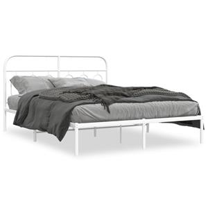 VidaXL Bedframe met hoofdbord metaal wit 140x190 cm