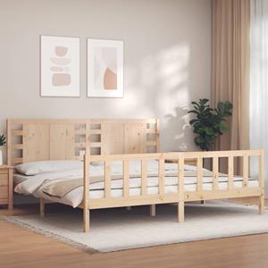 VidaXL Bedframe met hoofdbord massief hout 200x200 cm