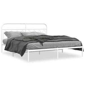 VidaXL Bedframe met hoofdbord metaal wit 160x200 cm