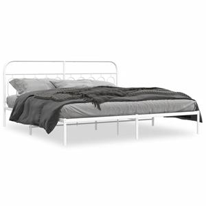 VidaXL Bedframe met hoofdbord metaal wit 200x200 cm