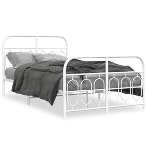 VidaXL Bedframe met hoofd- en voeteneinde metaal wit 120x200 cm