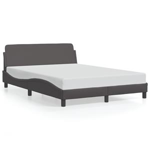 VidaXL Bedframe met hoofdbord kunstleer grijs 120x200 cm