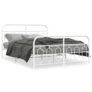 VidaXL Bedframe met hoofd- en voeteneinde metaal wit 140x190 cm