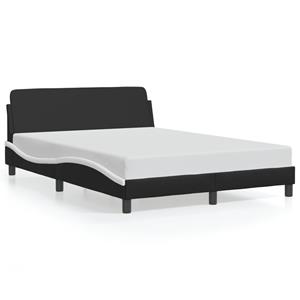 VidaXL Bedframe met hoofdbord kunstleer zwart en wit 120x200 cm