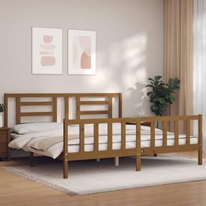 VidaXL Bedframe met hoofdbord massief hout honingbruin 200x200 cm