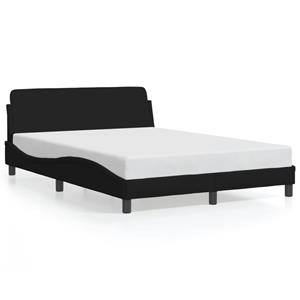 VidaXL Bedframe met hoofdbord stof zwart 140x190 cm