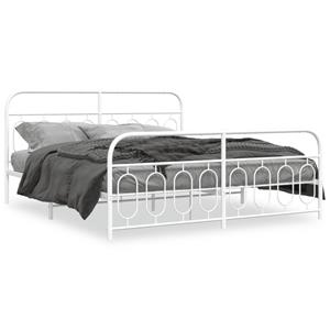 VidaXL Bedframe met hoofd- en voeteneinde metaal wit 160x200 cm