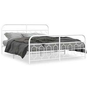 VidaXL Bedframe met hoofd- en voeteneinde metaal wit 180x200 cm