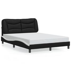 VidaXL Bedframe met LED-verlichting kunstleer zwart en wit 140x200 cm