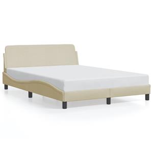 VidaXL Bedframe met hoofdbord stof crèmekleurig 140x190 cm