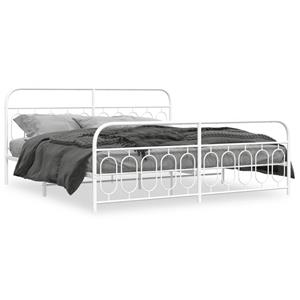 VidaXL Bedframe met hoofd- en voeteneinde metaal wit 200x200 cm