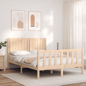 VidaXL Bedframe met hoofdbord massief hout 140x190 cm