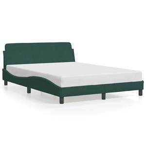 VidaXL Bedframe met hoofdeinde fluweel donkergroen 140x190 cm