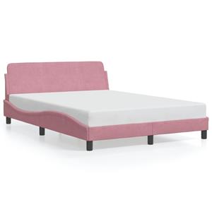 VidaXL Bedframe met hoofdeinde fluweel roze 140x190 cm