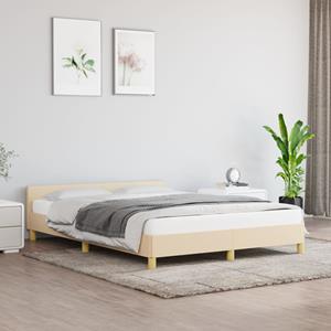 VidaXL Bedframe met hoofdeinde stof crèmekleurig 140x190 cm