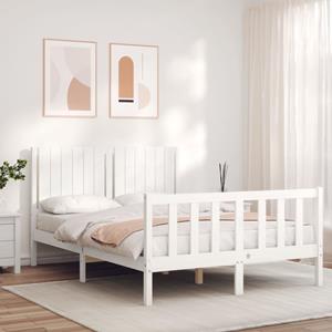 VidaXL Bedframe met hoofdbord massief hout wit 140x200 cm