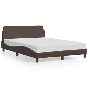 VidaXL Bedframe met hoofdbord kunstleer bruin 140x190 cm