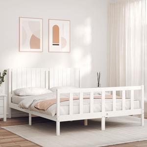 VidaXL Bedframe met hoofdbord massief hout wit 160x200 cm