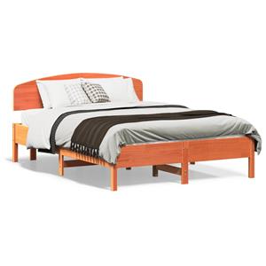 VidaXL Bedframe met hoofdbord massief grenenhout wasbruin 140x190 cm