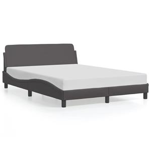 VidaXL Bedframe met hoofdbord kunstleer grijs 140x190 cm