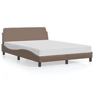 VidaXL Bedframe met hoofdbord kunstleer cappucinnokleurig 140x190 cm