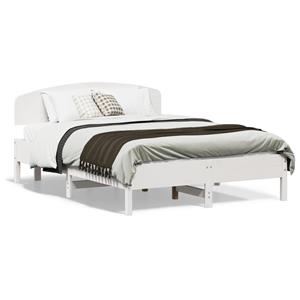 VidaXL Bedframe met hoofdbord massief grenenhout wit 120x190 cm