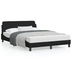 VidaXL Bedframe met hoofdbord stof zwart 140x200 cm