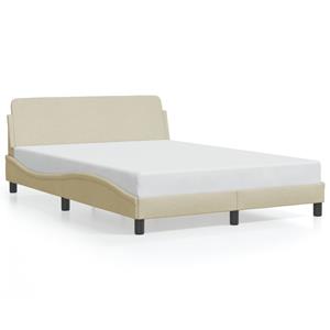 VidaXL Bedframe met hoofdbord stof crèmekleurig 140x200 cm