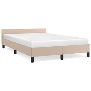 VidaXL Bedframe met hoofdbord kunstleer cappuccinokleurig 120x190 cm