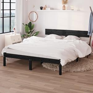 VidaXL Bedframe massief hout zwart 120x190 cm