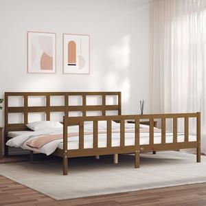 VidaXL Bedframe met hoofdbord massief hout honingbruin 200x200 cm