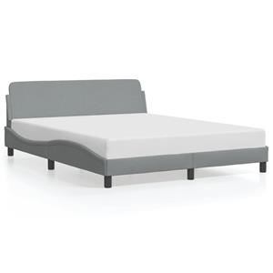 VidaXL Bedframe met hoofdbord stof lichtgrijs 160x200 cm