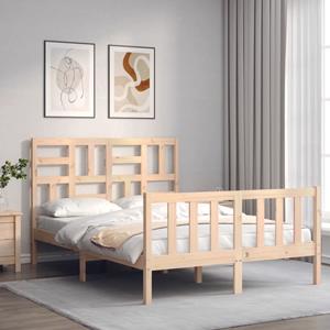 VidaXL Bedframe met hoofdbord massief hout 140x190 cm