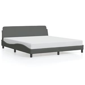 VidaXL Bedframe met hoofdbord stof donkergrijs 160x200 cm