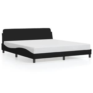 VidaXL Bedframe met hoofdbord stof zwart 160x200 cm