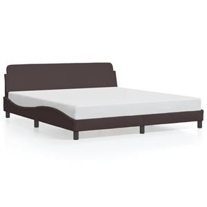 VidaXL Bedframe met hoofdbord stof donkerbruin 160x200 cm