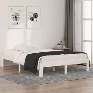 VidaXL Bedframe massief hout wit 135x190 cm