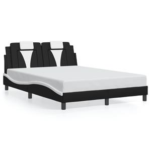 VidaXL Bedframe met LED-verlichting kunstleer zwart en wit 120x200 cm