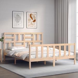 VidaXL Bedframe met hoofdbord massief hout 160x200 cm