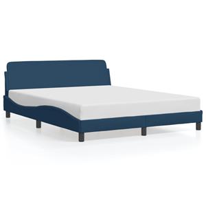 VidaXL Bedframe met hoofdbord stof blauw 160x200 cm