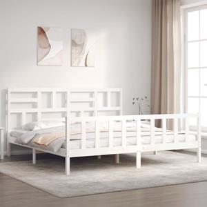 VidaXL Bedframe met hoofdbord massief hout wit 200x200 cm