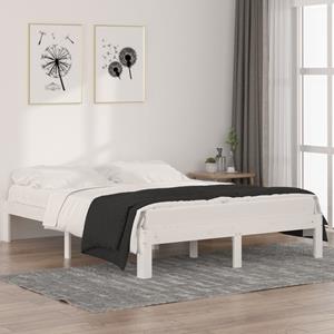 VidaXL Bedframe massief grenenhout wit 140x190 cm