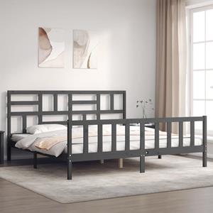 VidaXL Bedframe met hoofdbord massief hout grijs 200x200 cm