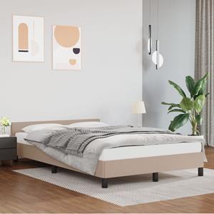 VidaXL Bedframe met hoofdbord kunstleer cappuccinokleurig 120x200 cm