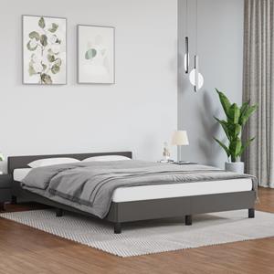 VidaXL Bedframe met hoofdbord kunstleer grijs 140x190 cm