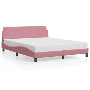 VidaXL Bedframe met hoofdeinde fluweel roze 160x200 cm